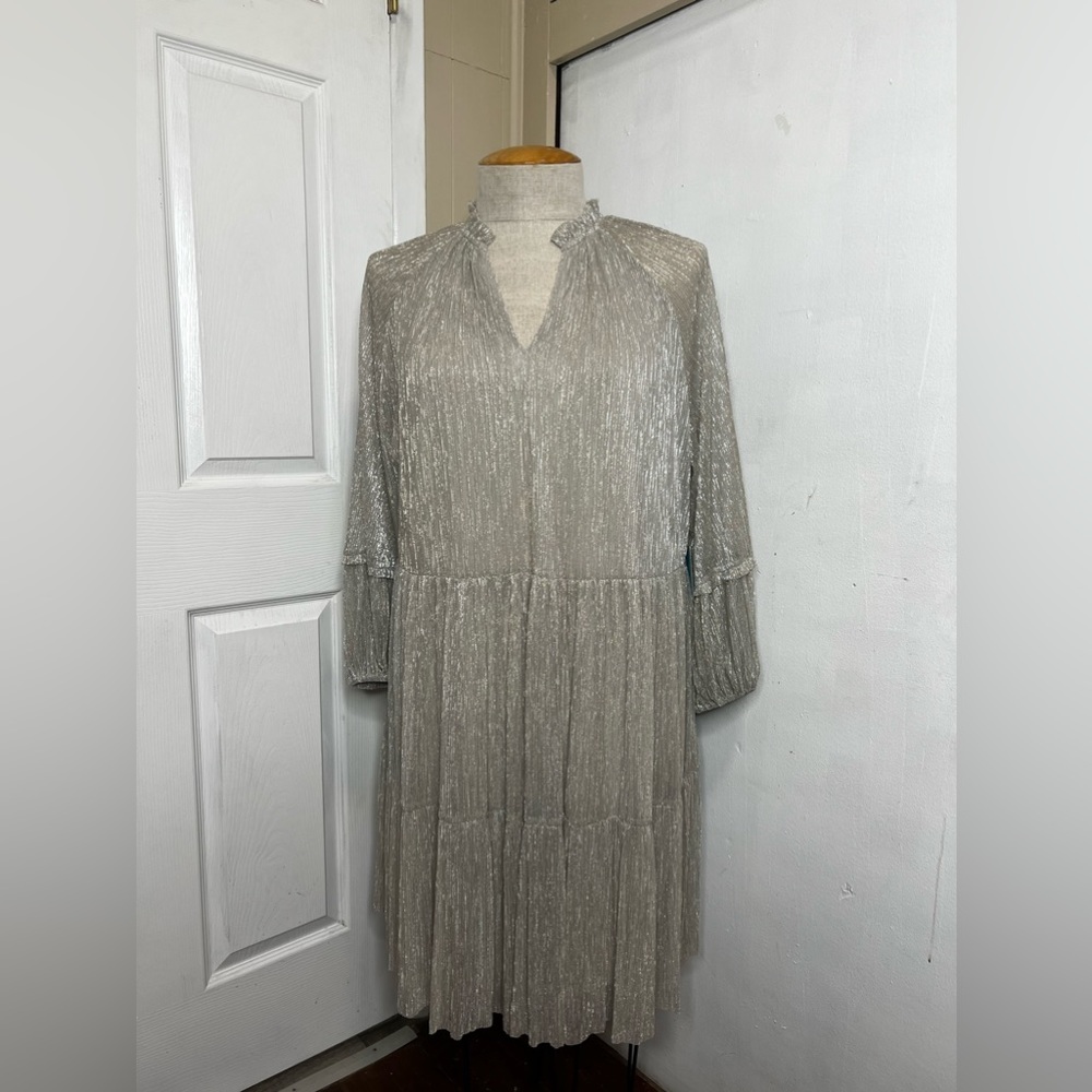 Cece Dress For Women Plus Size 3X NWT Metallic Silver